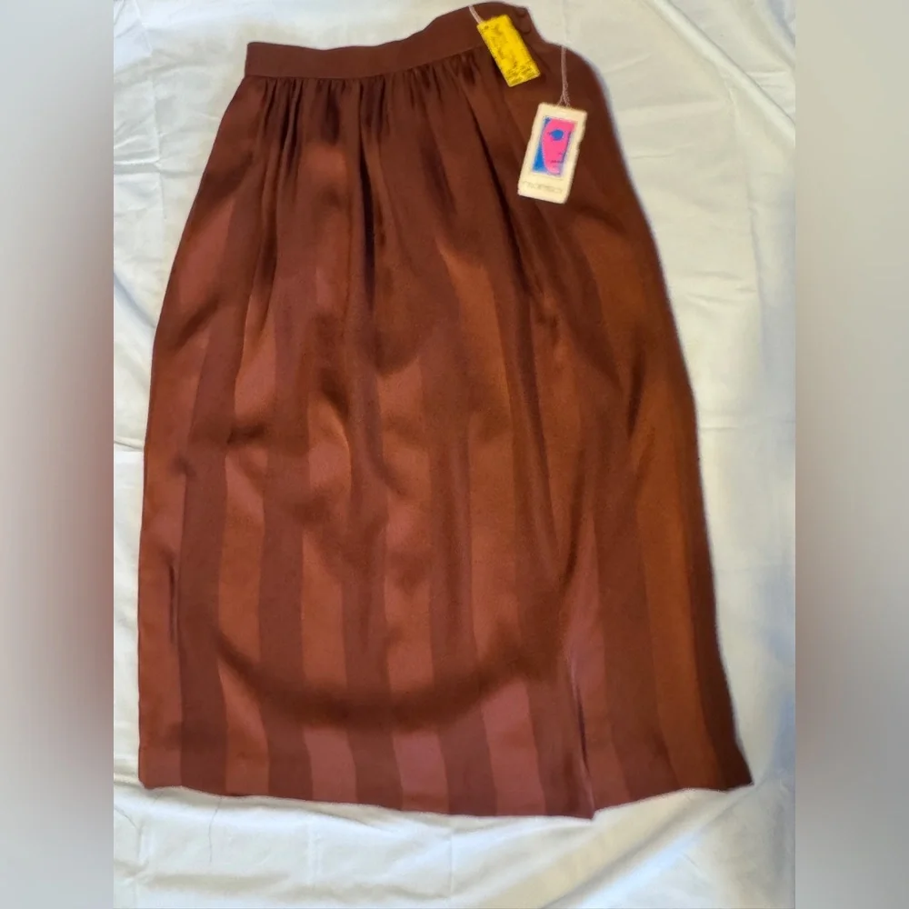 NWT Vintage Prophecy Burnt Orange Polyester Striped Skirt - NEW WITH TAGS! 1989
